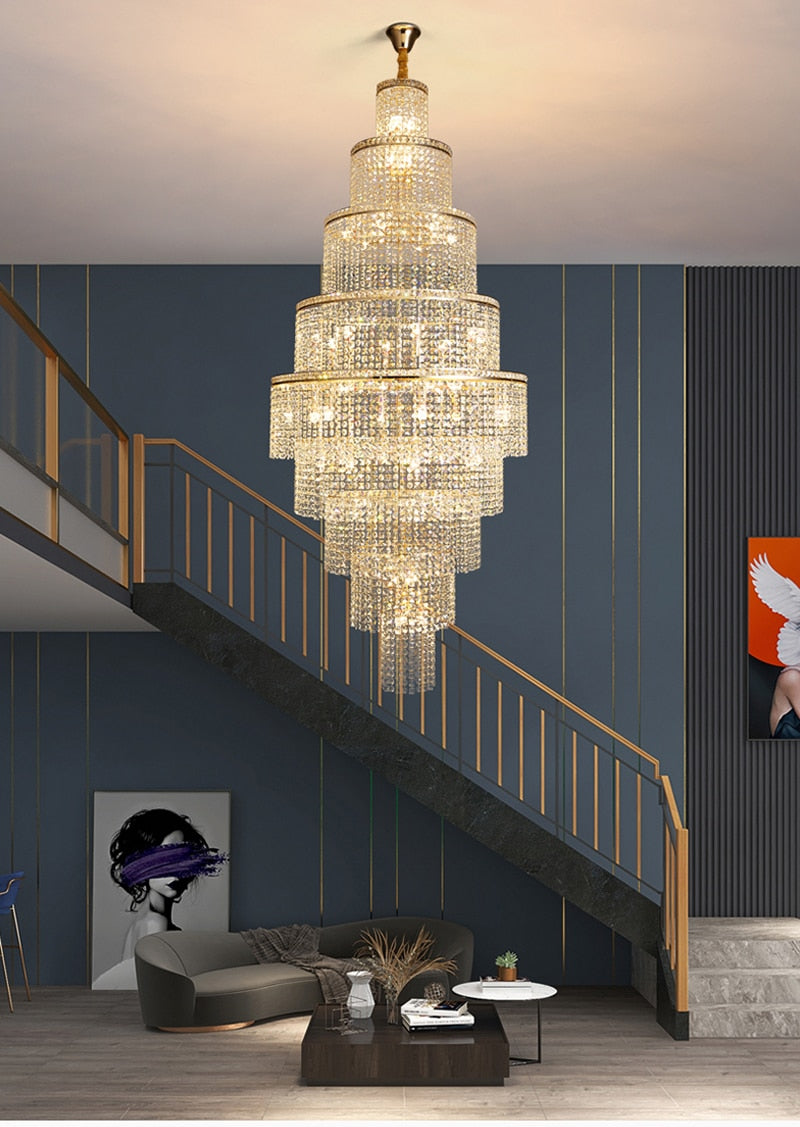 Large Luxury crystal chandelier for staircase, living room , stairwell