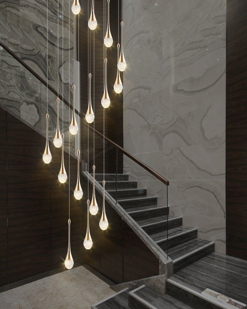 Spiral design staircase chandelier, bedroom, bath, kitchen island , stairwell