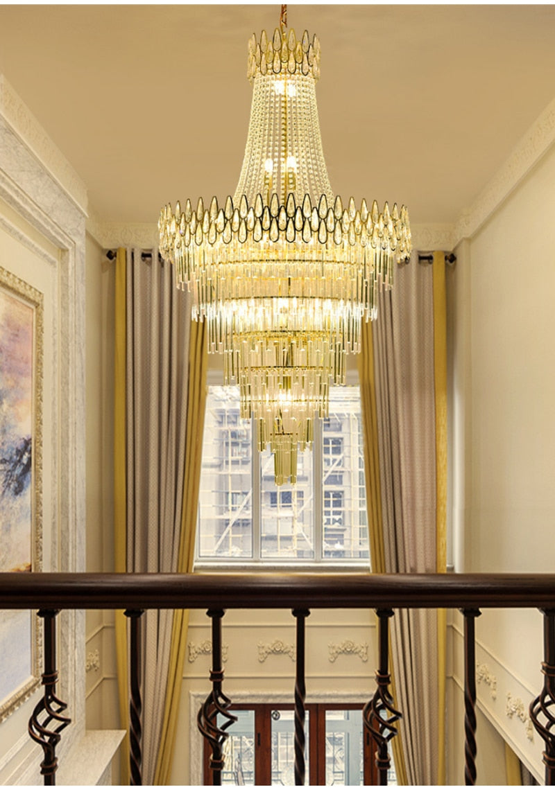 Gold crystal chandelier for living room, staircase, lobby , stairwell