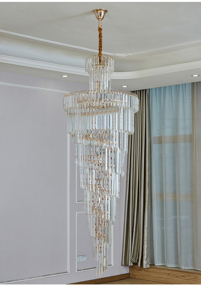 Luxury modern crystal chandelier for staircase, hall, lobby , stairwell