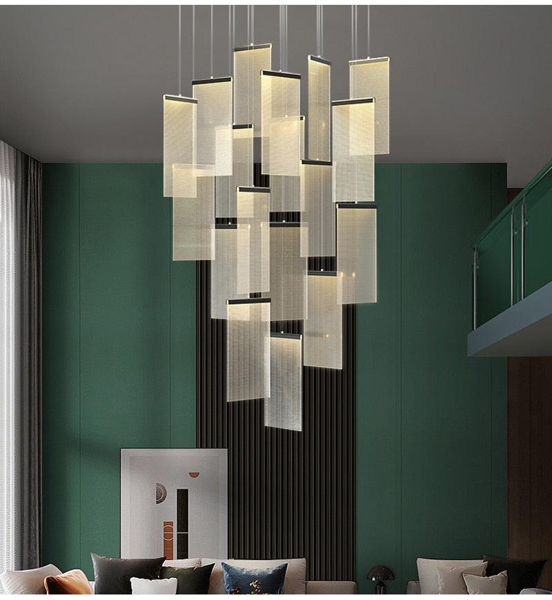 Luxury modern LED chandelier for staircase, lobby, living room, stairwell