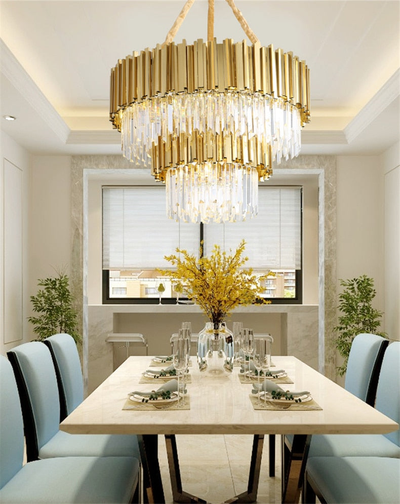 Luxury modern crystal chandelier for staircase, living room, dining room, stairwell