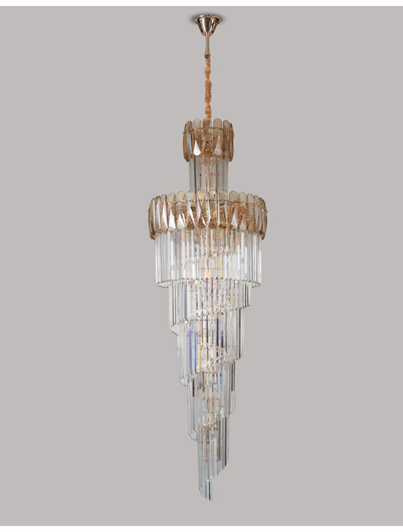 Spiral crystal chandelier for staircase, living room, lobby , stairwell