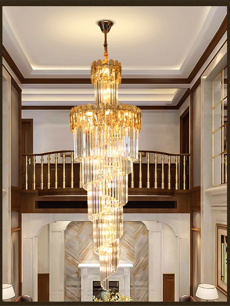 Spiral crystal chandelier for staircase, living room, lobby , stairwell