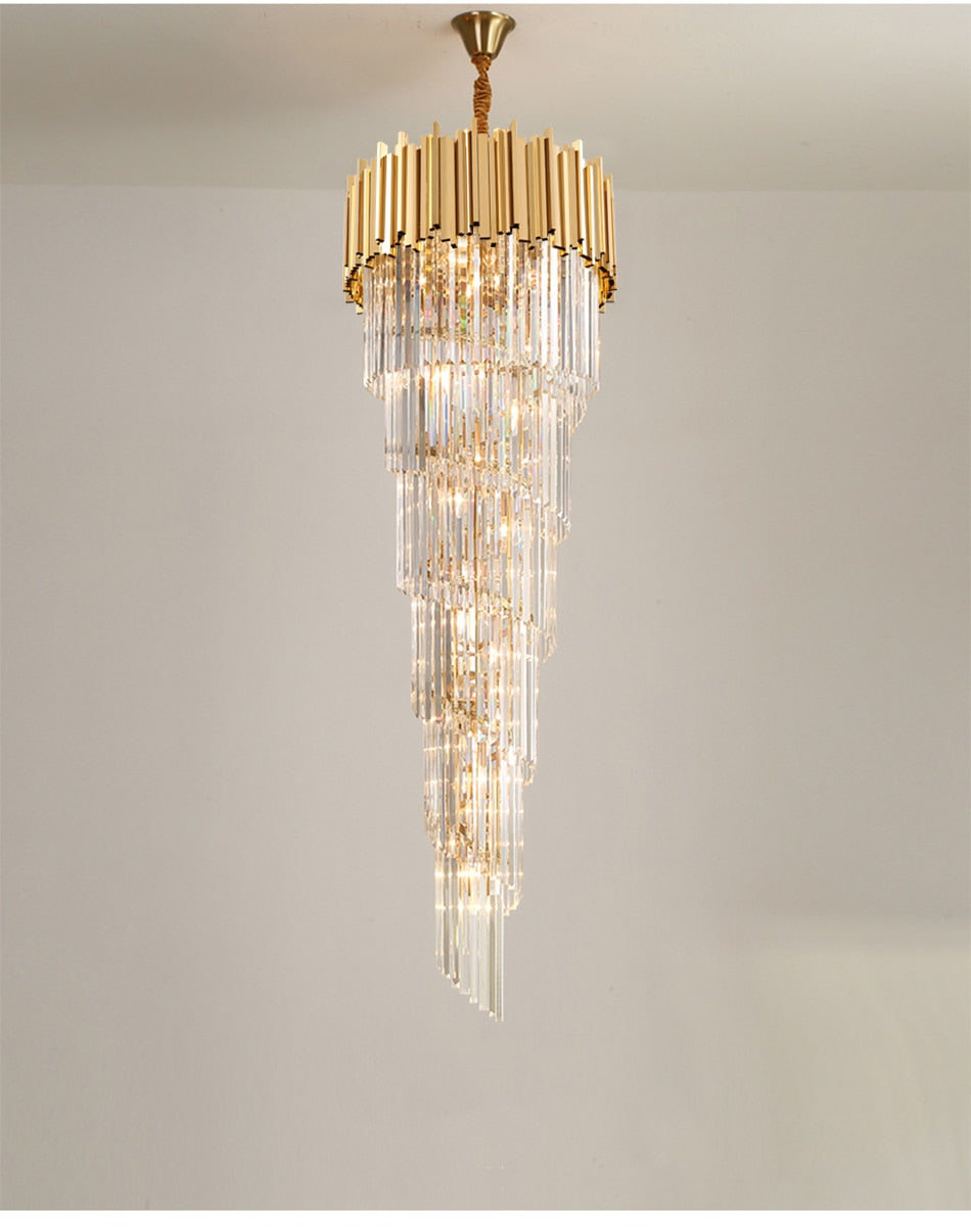 Modern cascade chandelier for staicase, lobby, hall, foyer, stairwell