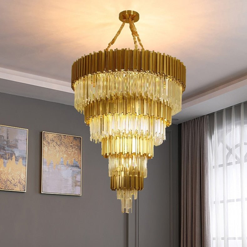 Luxury modern crystal chandelier for staircase, living room, dining room, stairwell