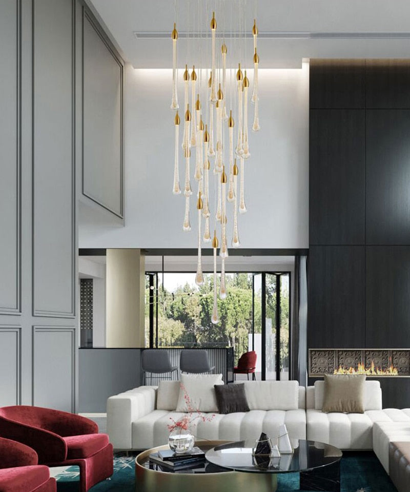 Luxury modern crystal chandelier for staircase, living space, bathroom, stairwell