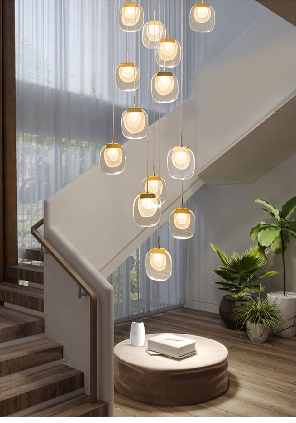 Creative LED chandelier for staircase, lobby, bedroom, stairwell