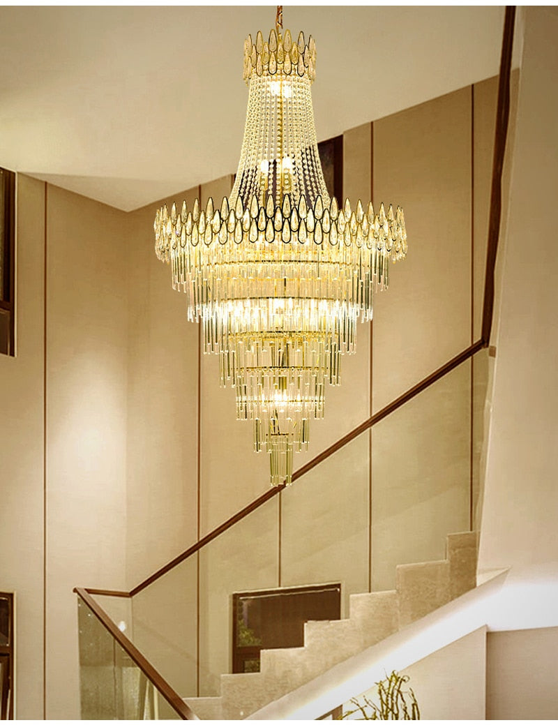 Gold crystal chandelier for living room, staircase, lobby , stairwell