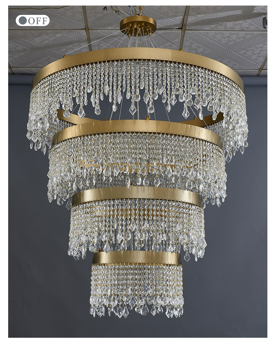 Luxury Crystal led chandelier for staircase, lobby, living room , stairwell