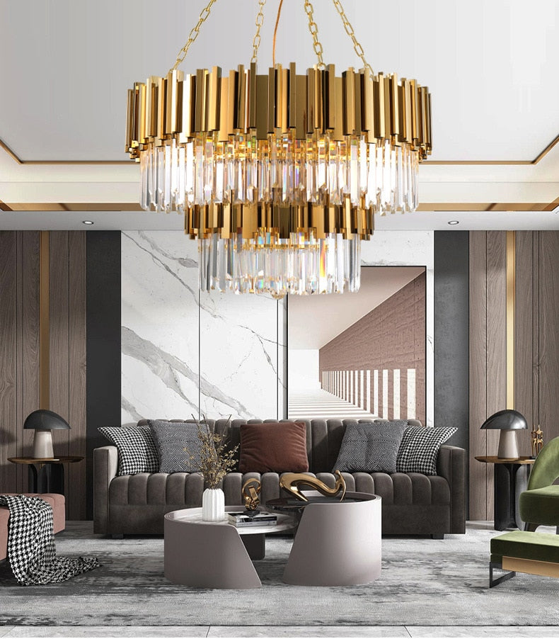 Luxury modern crystal chandelier for staircase, living room, dining room, stairwell