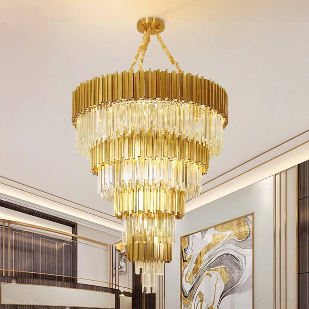 Luxury modern crystal chandelier for staircase, living room, dining room, stairwell