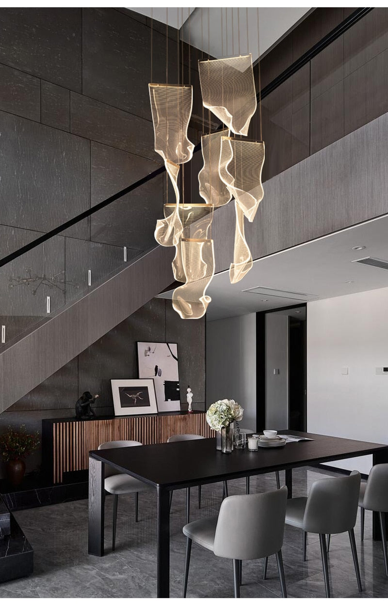 Luxury modern led light chandelier for staircase, living room, foyer , stairwell