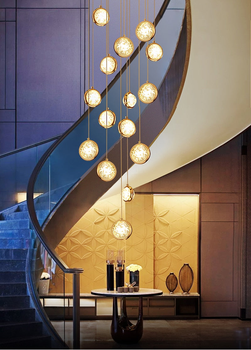 Hanging crystal light fixture for staircase, living room, lobby , stairwell