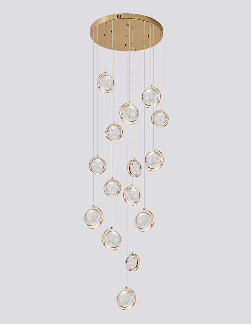 Hanging crystal light fixture for staircase, living room, lobby , stairwell