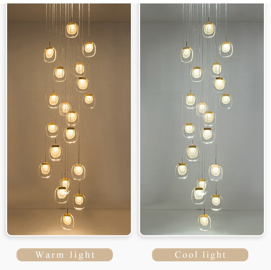 Creative LED chandelier for staircase, lobby, bedroom, stairwell