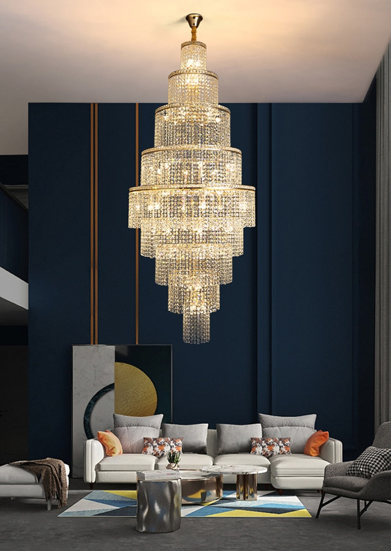 Large Luxury crystal chandelier for staircase, living room , stairwell