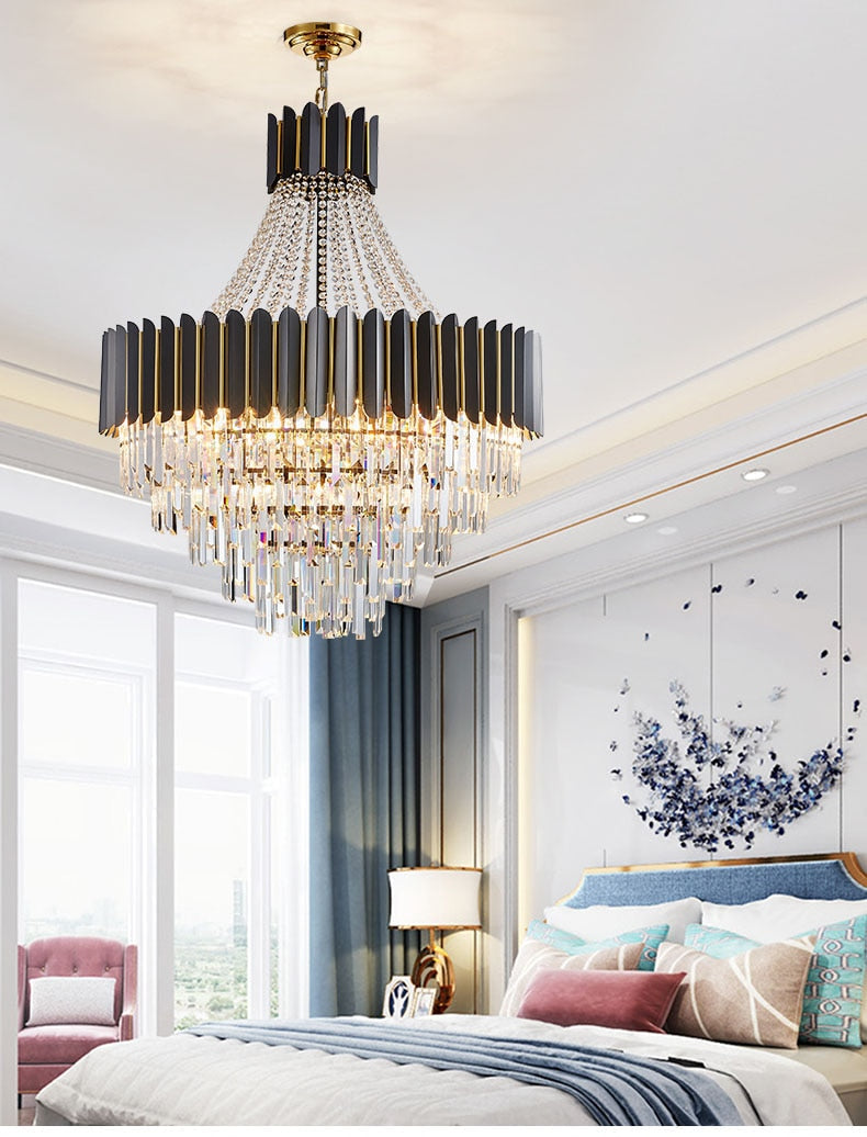 Modern Black/crystal chandelier for living room, staircase, bedroom , stairwell