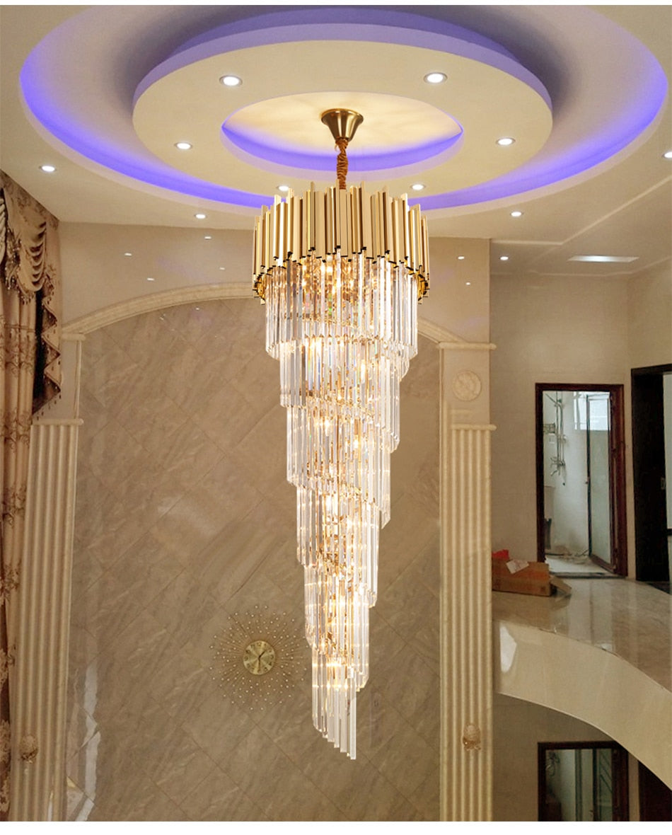 Modern cascade chandelier for staicase, lobby, hall, foyer, stairwell