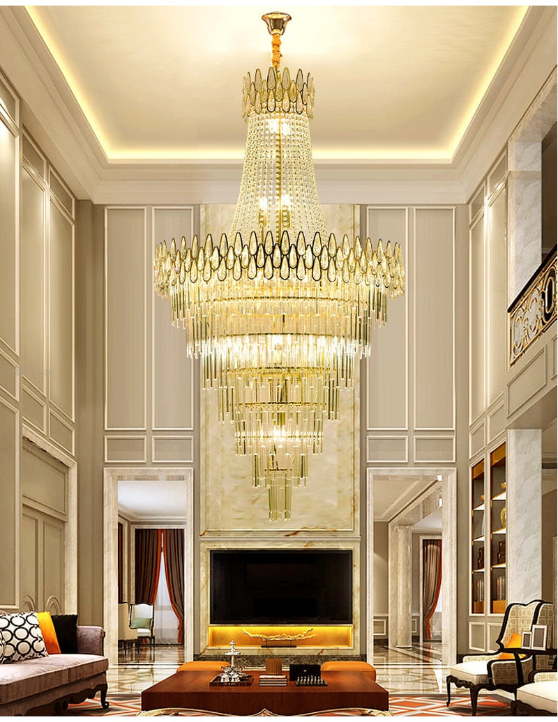 Gold crystal chandelier for living room, staircase, lobby , stairwell