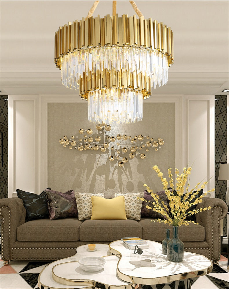 Luxury modern crystal chandelier for staircase, living room, dining room, stairwell