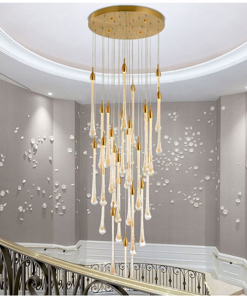 Luxury modern crystal chandelier for staircase, living space, bathroom, stairwell