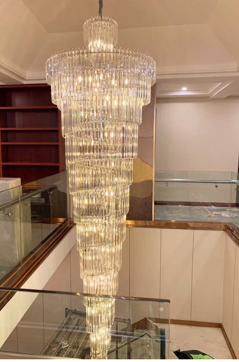 Luxury modern crystal chandelier for staircase, hall, lobby , stairwell