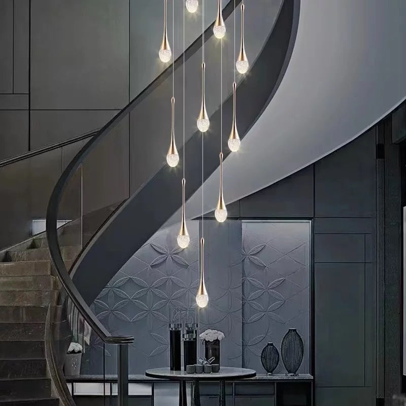 Spiral design staircase chandelier, bedroom, bath, kitchen island , stairwell