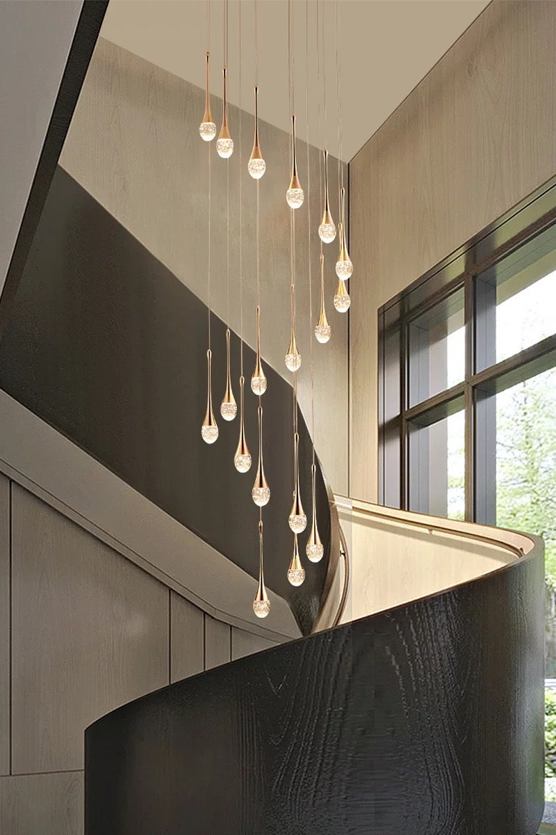 Spiral design staircase chandelier, bedroom, bath, kitchen island , stairwell