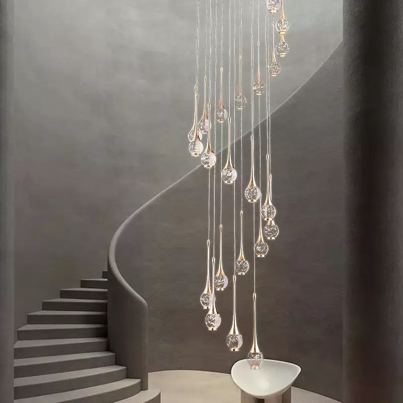 Spiral design staircase chandelier, bedroom, bath, kitchen island , stairwell