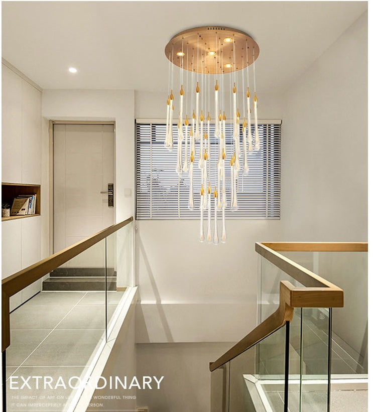 Luxury modern crystal chandelier for staircase, living space, bathroom, stairwell