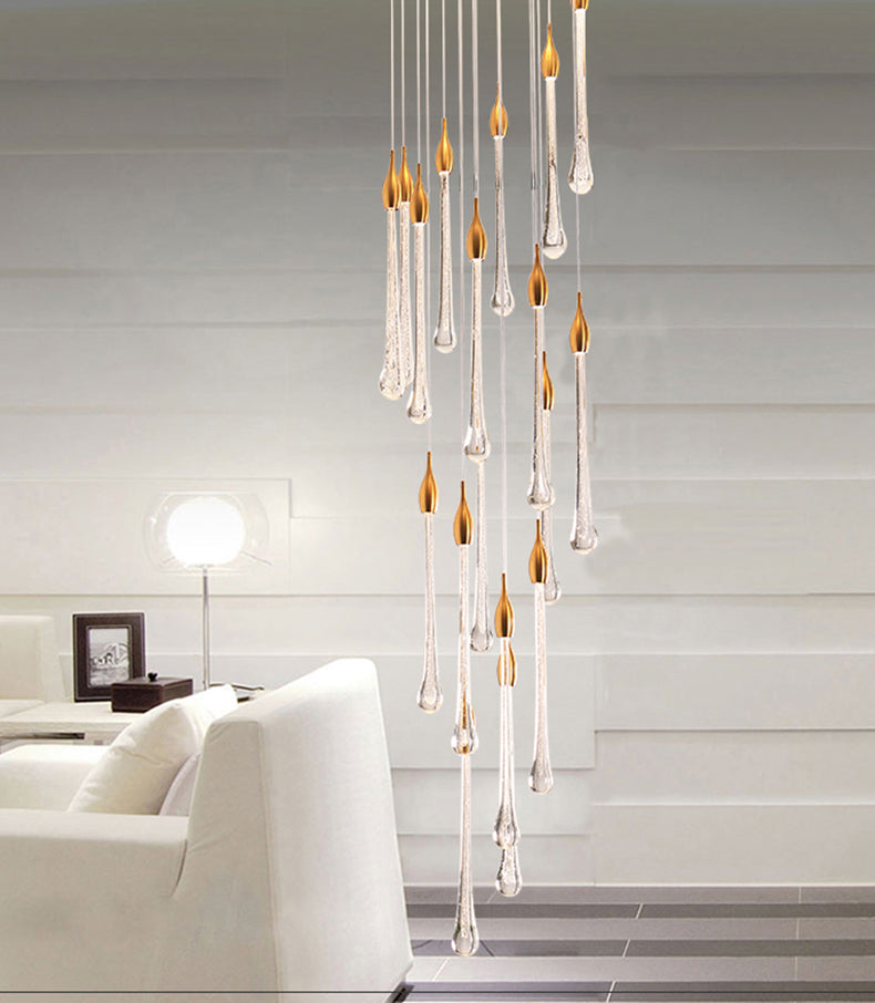 Luxury modern crystal chandelier for staircase, living space, bathroom, stairwell