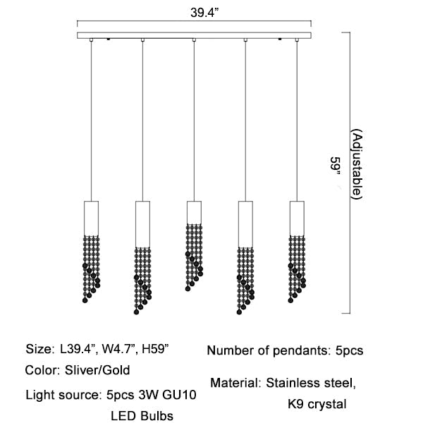 Hanging crystal light fixture for lobby, staircase, loft, lobby, stairwell