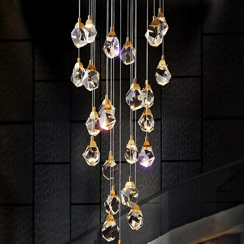Luxury diamond crystal chandelier for staircase, living space , stairwell