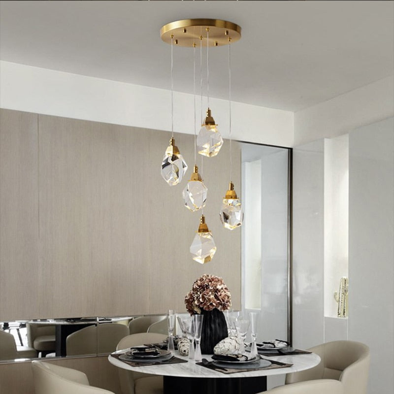 Luxury diamond crystal chandelier for staircase, living space , stairwell