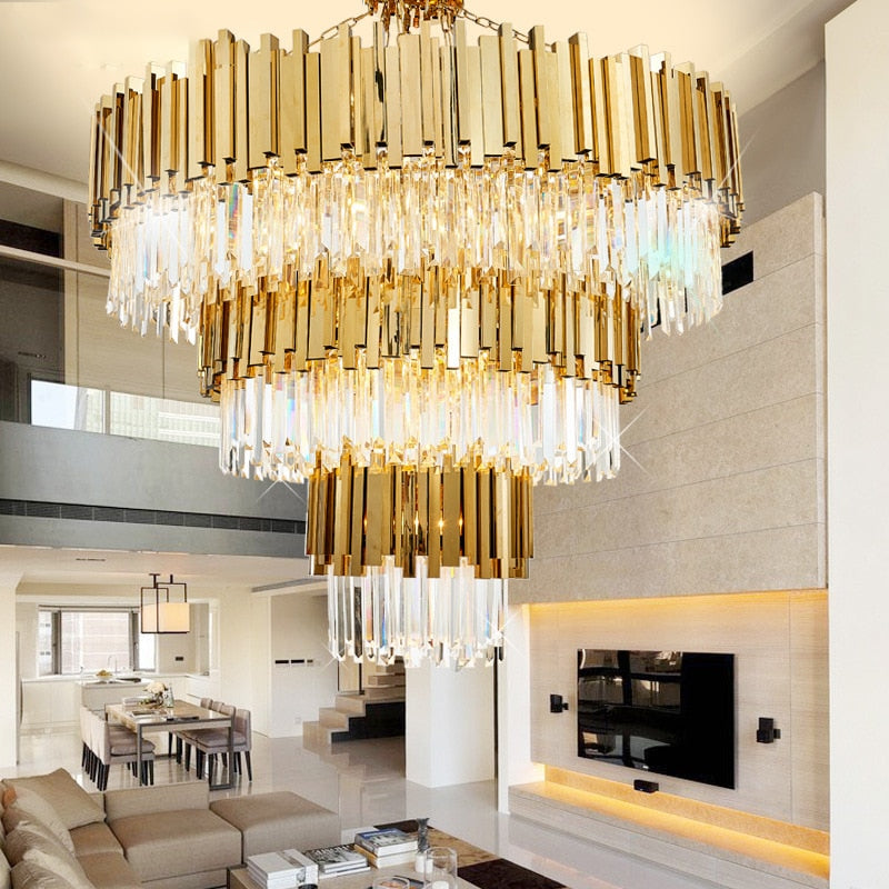 Luxury modern crystal chandelier for staircase, living room, dining room, stairwell