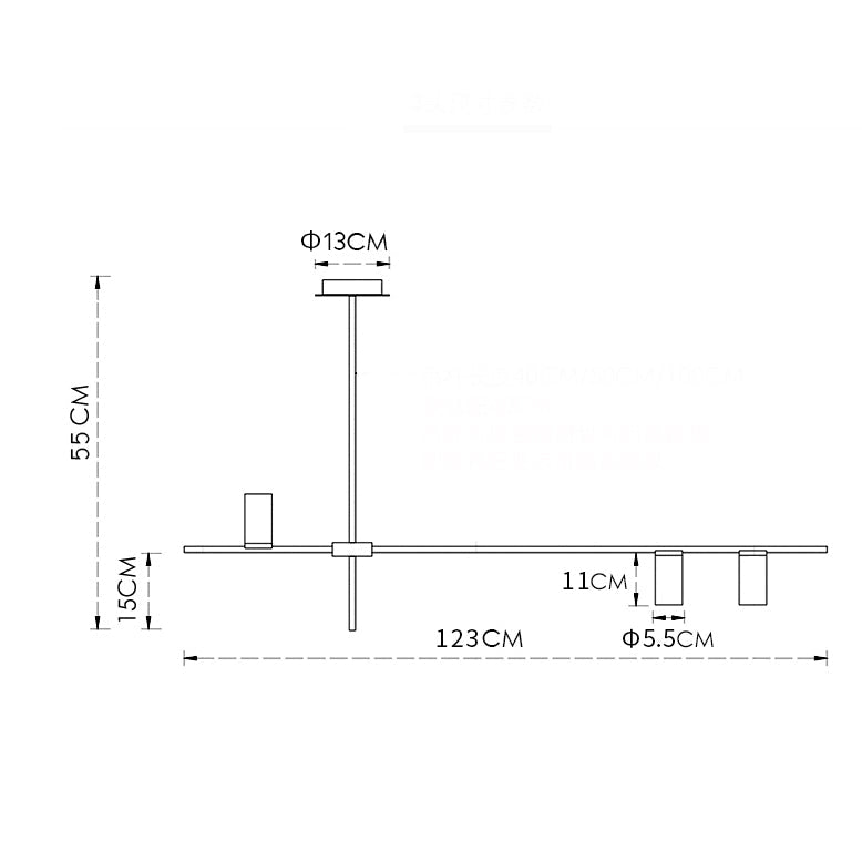 Concise Minimalist Line 3 Head Pendant Light