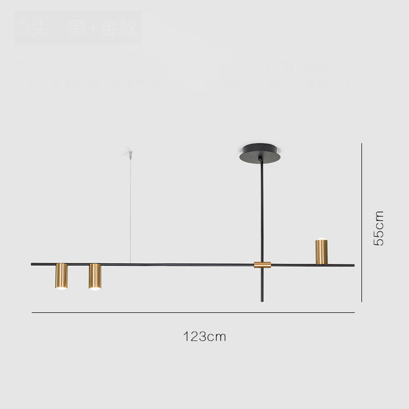 Concise Minimalist Line 3 Head Pendant Light