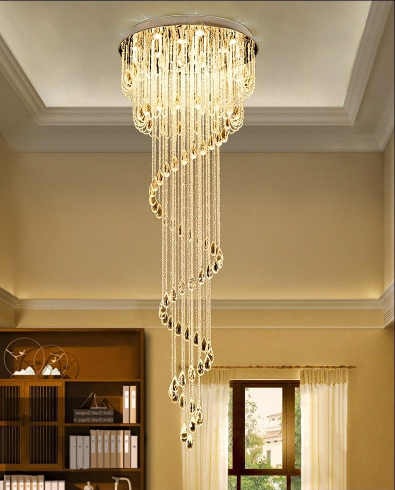 Double Spiral Staircase Crystal Chandelier for Loft, Restaurant, Hotel, Hall , stairwell