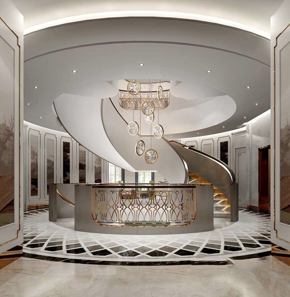 Luxury Gold Rings Crystal Chandelier For Staircase , stairwell