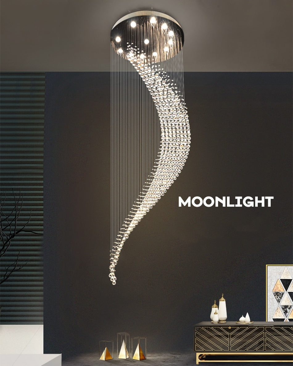 Duplex spiral staircase moon long ceiling chandelier for Lobby, Hall , stairwell