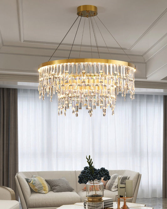 Luxury Gold Large Ring Crystal Chandelier For Hotel, Stairwell, Lobby, Staircase