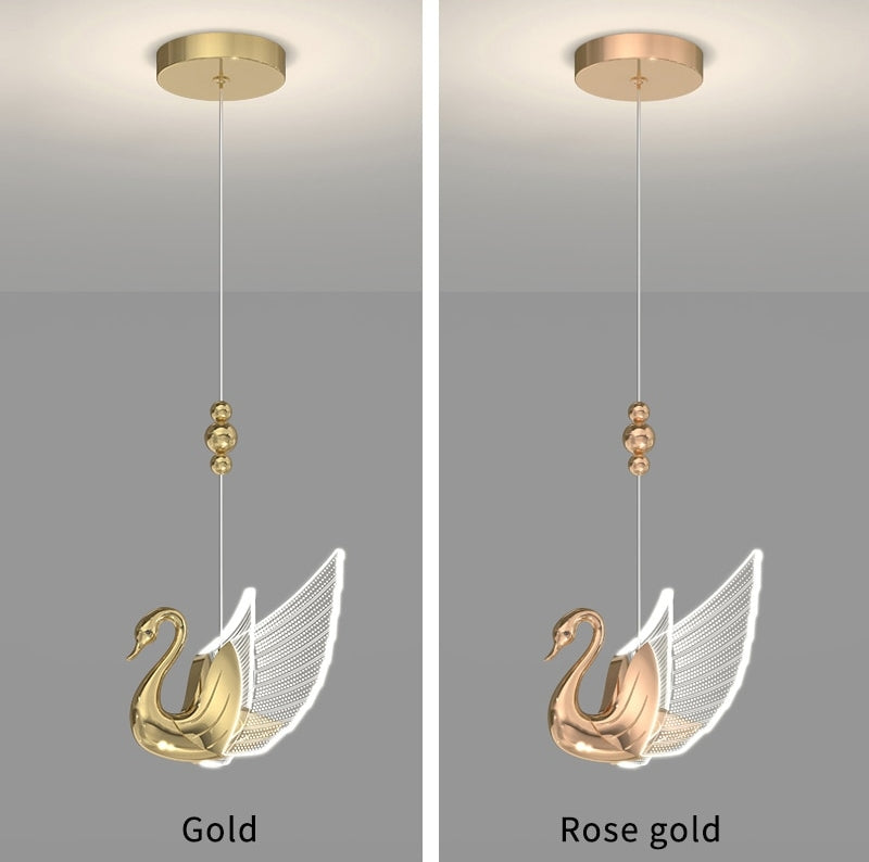 Swan Design Home Decor Lighting Gold Acrylic Staircase Chandelier For Stairwell