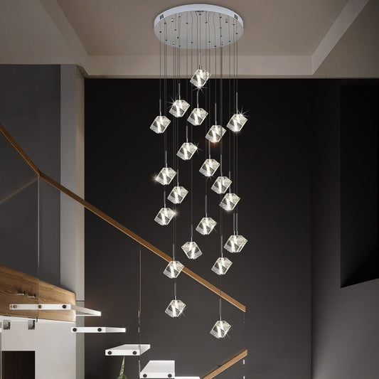 Crystal staircase chrome pendant lights for hall, hotel, villa , stairwell