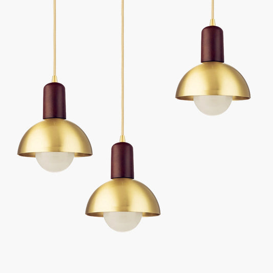 Cusi Wooden Brass Pendant Light 