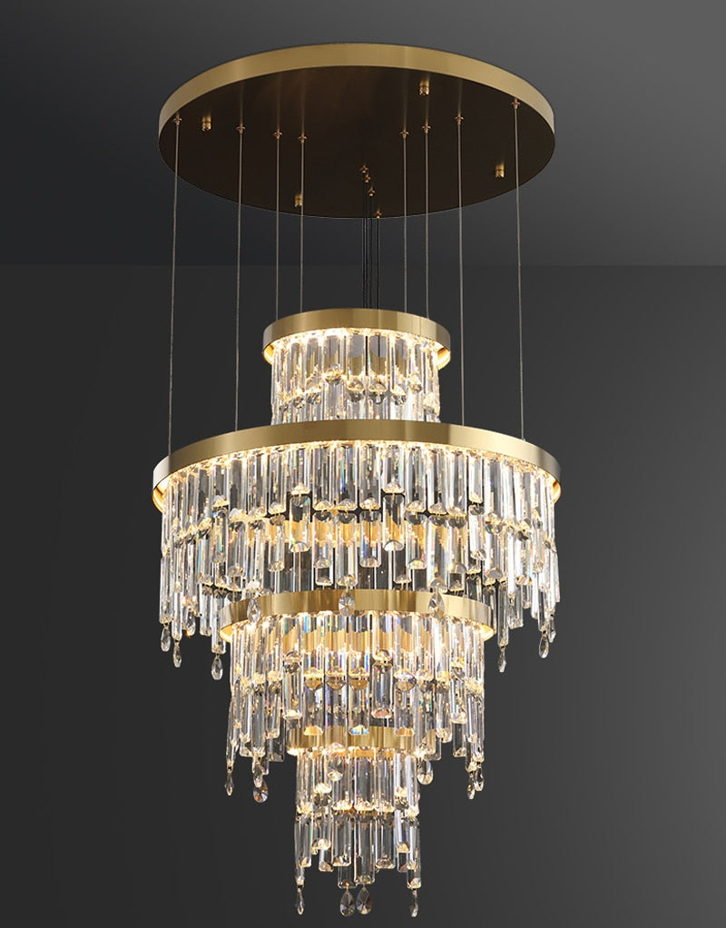 Luxury Gold Large Ring Crystal Chandelier For Hotel, Stairwell, Lobby, Staircase