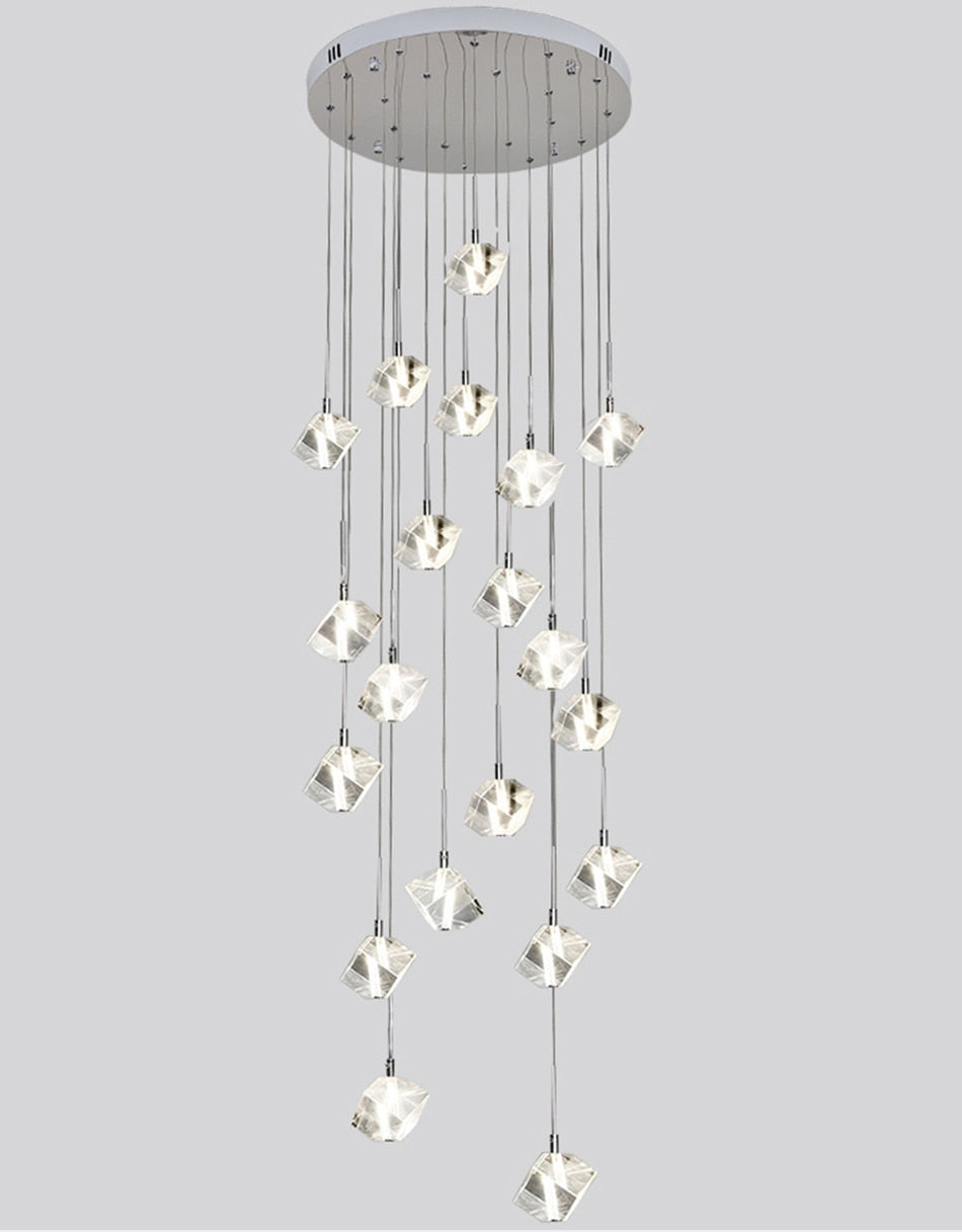 Crystal staircase chrome pendant lights for hall, hotel, villa , stairwell