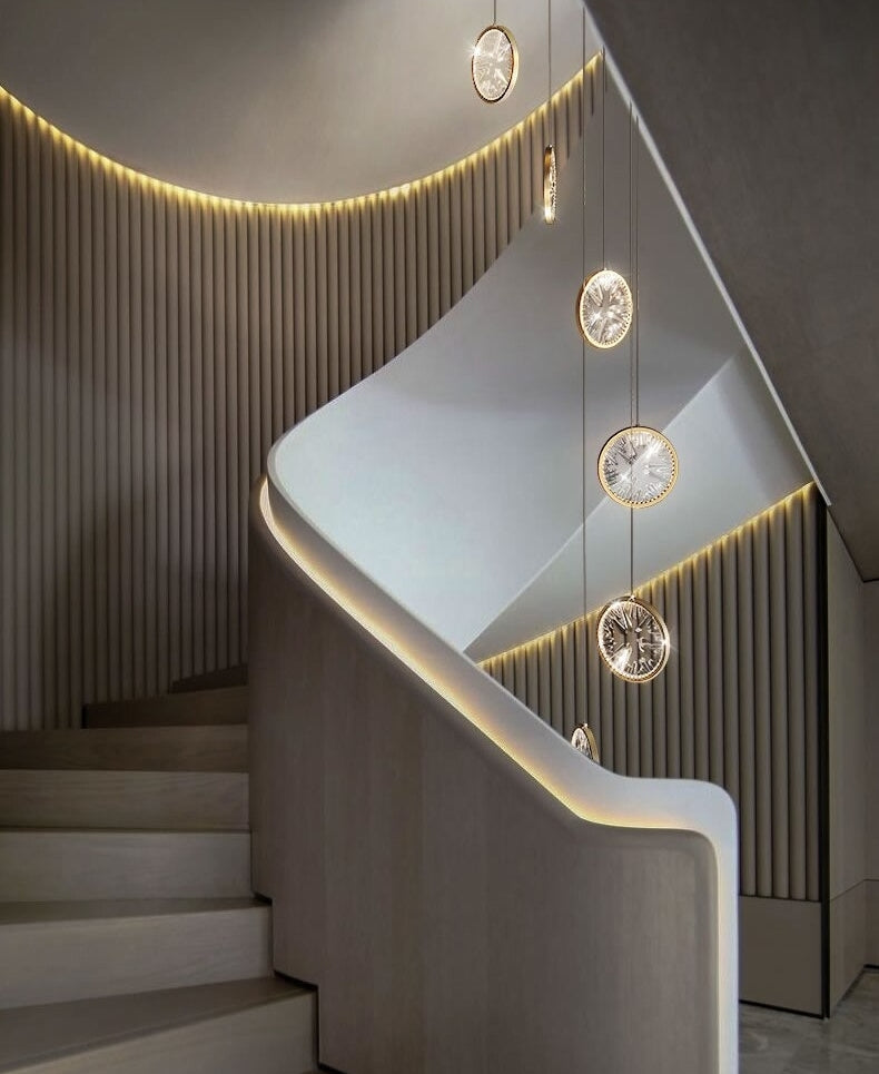 Luxury Gold Rings Crystal Chandelier For Staircase , stairwell