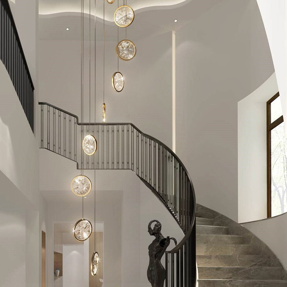 Luxury Gold Rings Crystal Chandelier For Staircase , stairwell