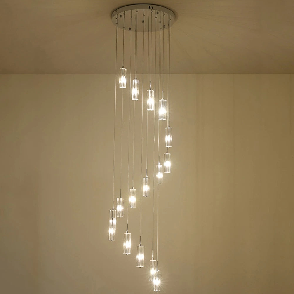 Staircase Pendant Crystal Long Light Fixture for Home Decor , stairwell